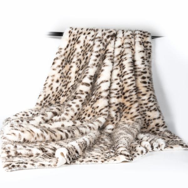 Quality 1050g/m Animal Printing Long Pile Faux Fur Fabric with Leopard Printing Mink Fur wholesale