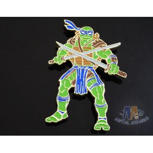 Custom Logo Ninja Turtle Zinc Alloy Metal Lapel Pin Bages, Cut Out Stye Shiny
