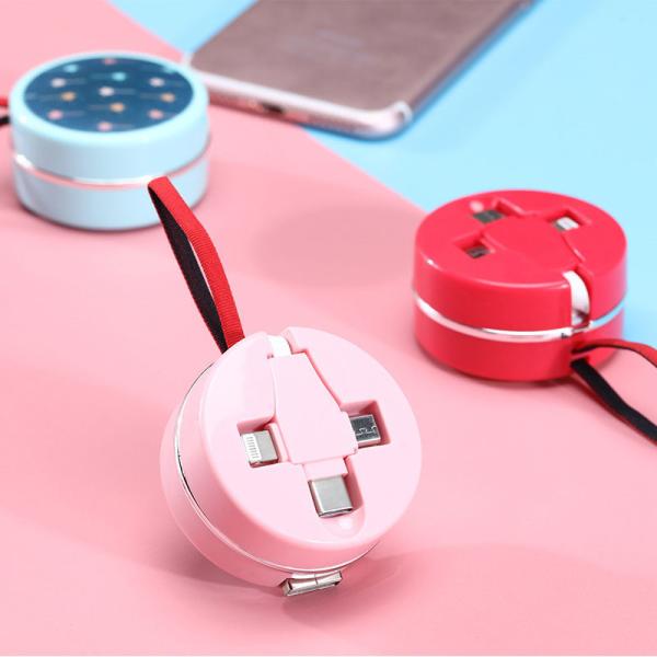 3 In 1 Length 102cm Cute Phone Charger Cords Universal Retractable