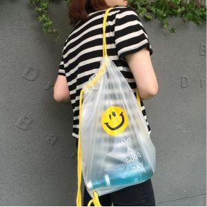 Drawstring Bag With Cord Lock And White Sturdy Mesh Material For Factories,
