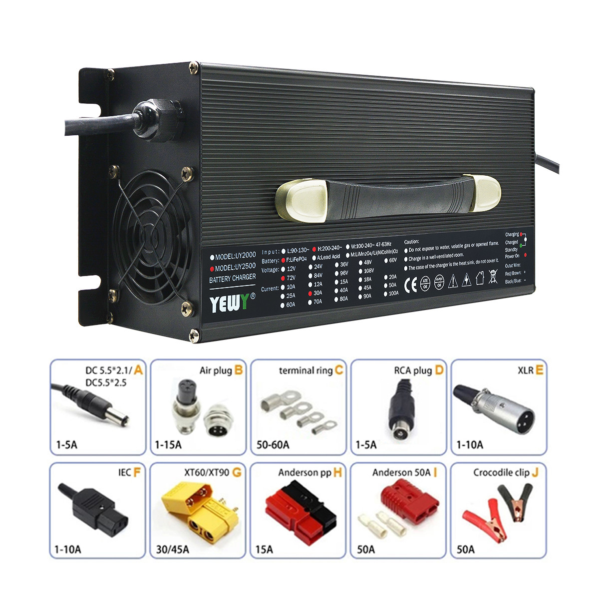 2500Watts Charging Current 45A Bluetooth Battery Charger For Automotive