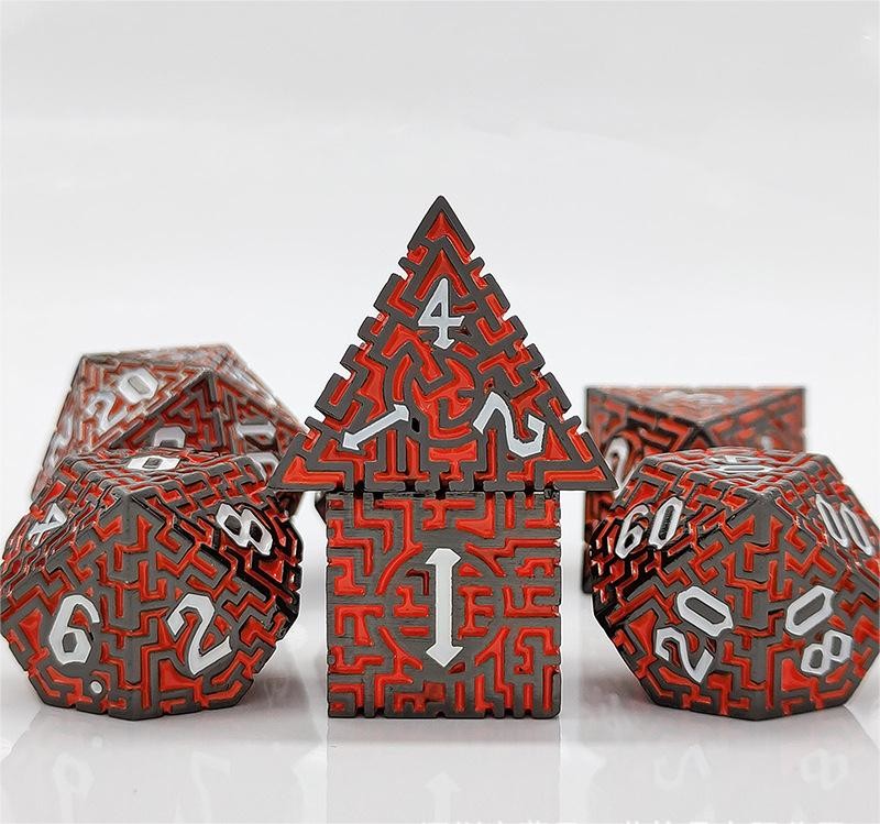 Solid Maze Multi -Faceted Metal Dice DND#RPG Dungeon And Long Crusu