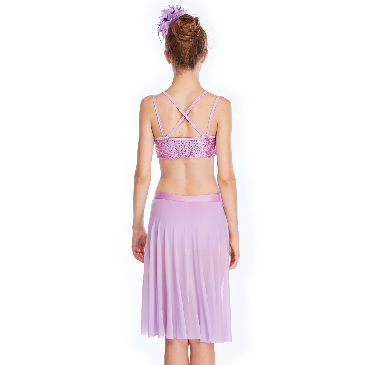 Side Cutoff Skirt Sequin Short Undermeath Top Straps Pinched at Front Centre