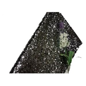 Synthetic Leather Pu Shiny Glitter Fabric , Black Sparkle Glitter Fabric
