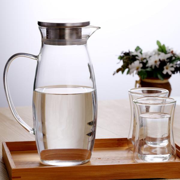 BPA Free Glass Water Pitcher For Juice / Beverage / Cold Water Hand Blown Craft