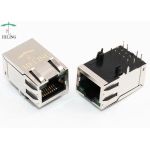 Latch Up RJ45 Modular Connector 1000 Base - T With LED / EMI Finger