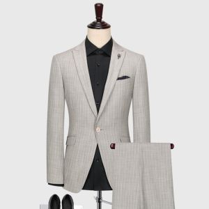 China V-neck Plus Size 3 Piece Wool/Polyester Formal Business Suits for Men's Wedding Party on sale