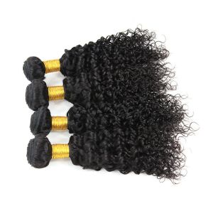 8A Natural Black Water Wave Human Hair Weave 4 Bundles Customized Length