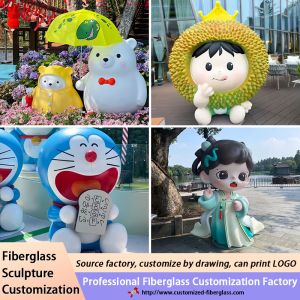 Colorful 3m High 3D Cartoon Resin Fiberglass Sculpture For Event Exhibition Easy To Clean And Long-Lasting