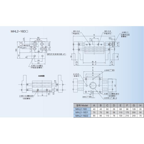 40mm Bore Dual Rod Cylinder MHL2 Series Double Acting Parallel Type