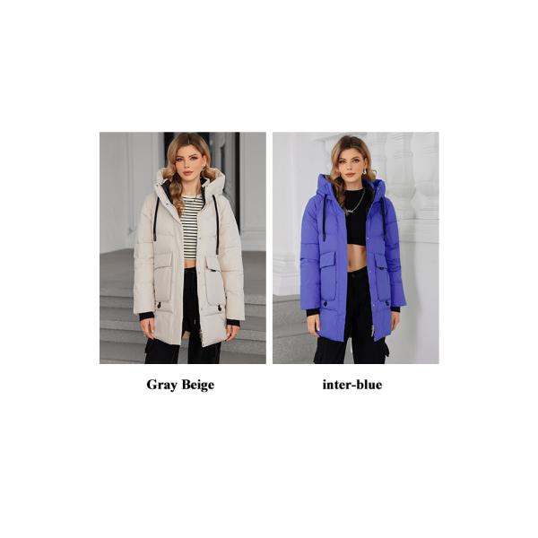 Stand-up Collar Hood Mid-length Cotton / Down Jacket Warmth Meets Fashion