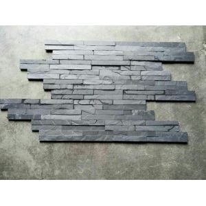 Slate Quartzite Stacked Stone Panels Wall Cladding Black Quartzite Panel