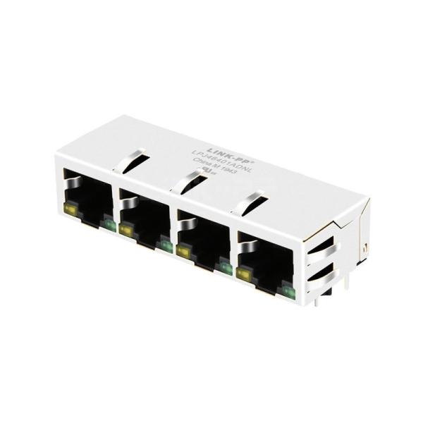 LPJ46401ADNL 10/100 Base-T Tab Down Yellow/Green LED 1x4 Port Ethernet RJ45