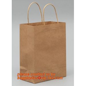 Recycle eco friendly Brown flat bottom shopping kraft paper bag With Paper