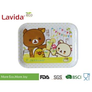 Shatter Proof Square Shape Melamine Food Tray 3-PC Set Sweet Cute Cartoon