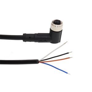 Right angled M8 4pin 5M female cable and connector for use with Industrial