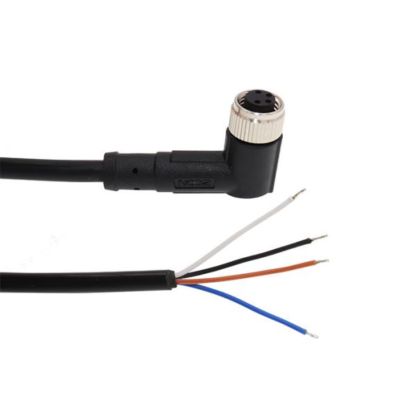 Right angled M8 4pin 5M female cable and connector for use with Industrial