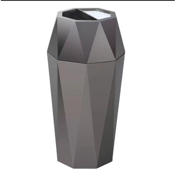 Hotel Lobby Stainless Steel Trash Can with Ashtray Hotel Elevator Corridor Vertical Ash Bucket