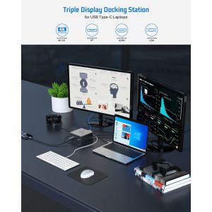 Thunderbolt 4k Monitor Thunderbolt USB-C Dual HD 4K Docking Station 16-In-1 Hub