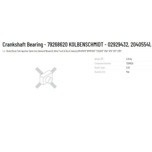 Crankshaft Bearing 79268620 02929432 20405541 20950554074 0292 9432 2929432 for