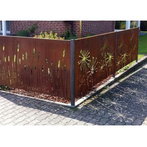 Laser Cutting Dandelion Patterns Corten Steel Garden Screens Decoration