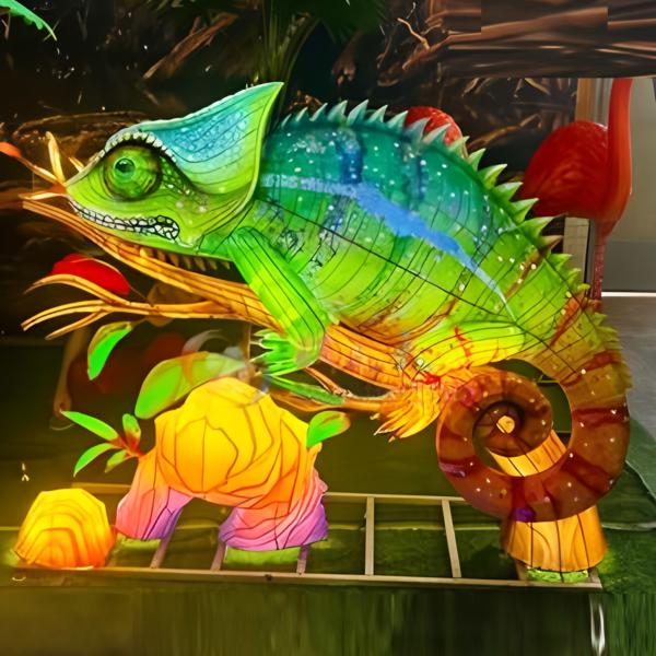 Quality Handmade Animal Lantern - Chameleon Sculpture Illuminated LED Lantern, Customizable wholesale