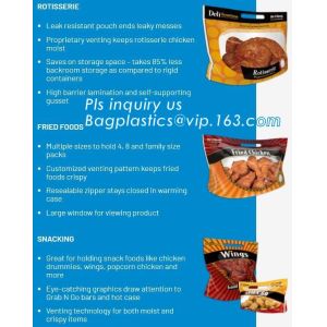 High temperature hot roast chicken bag grilled chicken stand up bag with handle,