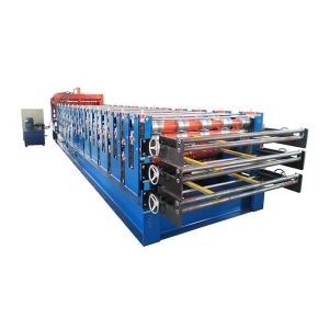 Three Layer Full Automatic Metal Roof Roll Forming Machine 0.3 - 0.8 mm