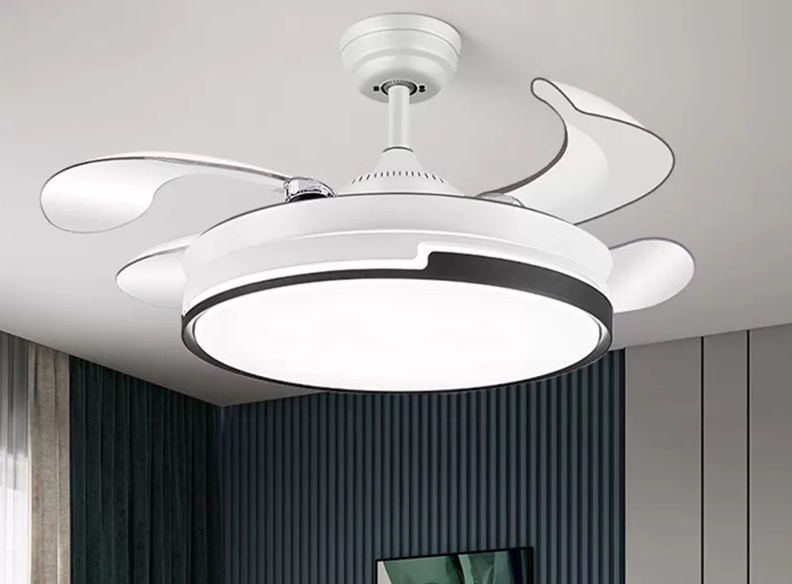Factory 42 Inch Modern Indoor Decorative Retractable Ceiling Fan with LED Light