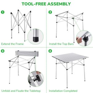 Embroidery or Printing Logo Lightweight Aluminum Roll Up Table for Beach Picnic
