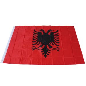 Knitted Polyester Albania Flag 90x150cm Outdoor Canvas Header With Grommets
