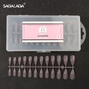 Low Quantity Colored Transparent Press on Nude Nail Tips With Logo French Style