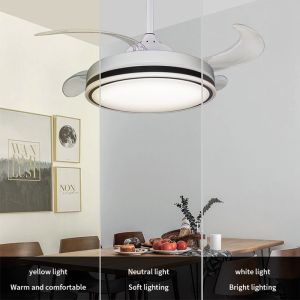 Siesi Simple 96W 500mm Modern Retractable Ceiling Fan With LED Light