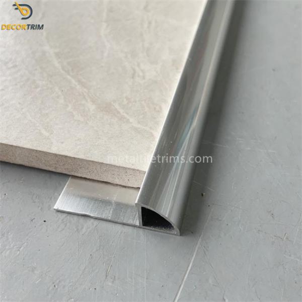 Quality Quarter Round Metal Bullnose Tile Edging Trim High Gloss Silver Color wholesale
