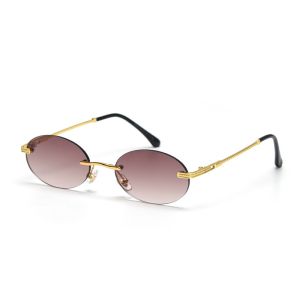 UV400 Vintage Oval Sunglasses Small Metal Frame Candy Color