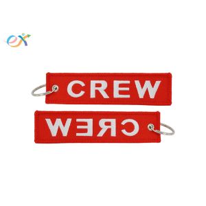 Custom Remove Before Flying Keychains Embroidered Double Sided Key Tag