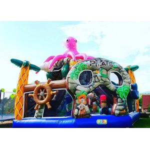 Pink Octopus Pirate Bouncy Castle Playground 6 * 6 * 5.5 Meters With Transportin