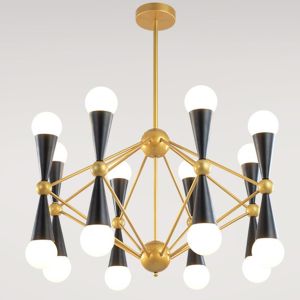 Creative Bean Shape Dual Heads Erected Pipe Caracas 16-Light black chandelier(WH