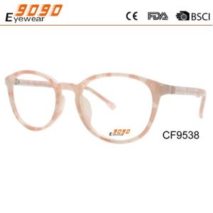 Oval 2018 CP injection optical spectacle frame,pattern on the temple and frame