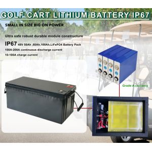 IP67 Lithium Ferro Phosphate 48V 51.2V 105Ah Golf Cart Battery Peak Current 300A