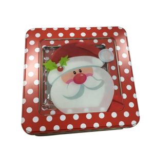 Holiday Tin Box with Window Michael Tins Wedding Favor Tins Square Cake Tins