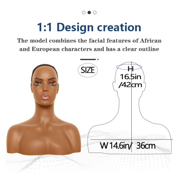 Washable Pierceable Mannequin Head Shoulders With Meticulous Makeup