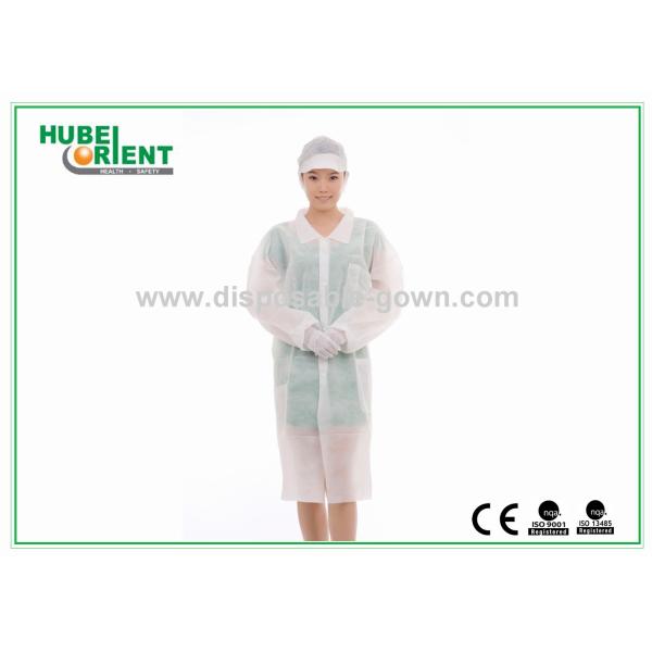 Quality Soft Fluid Resistant Disposable Use Protective Lab Coat With Zip for factory/laboratory/food industry wholesale