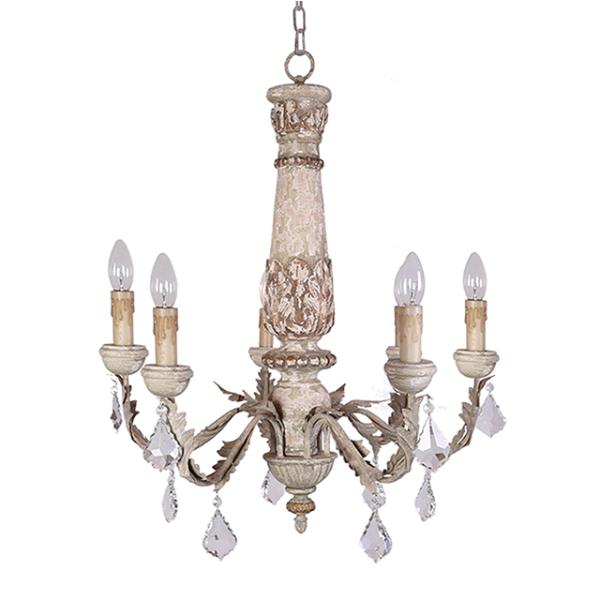 Reclaimed wood pendant light with crystal (WH-CI-34)