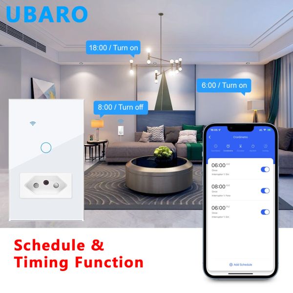 Tuya Wi-Fi Smart Switch Socket Combination with Voice Control Timing Function and 2.4GHz Wi-Fi for Home Office and Hotel