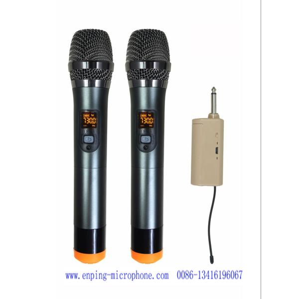 Quality C9 / professional & easy-set-up universal  UHF wireless microphone  with 16 selectable frequency with two handhelds wholesale