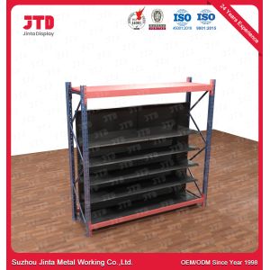 4 Layer Supermarket Display Shelving Perforated Back Panel With Hooks