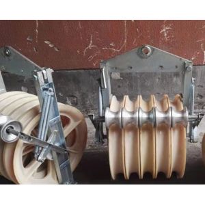 Large Diameter Wire Pulley Block With Grounding Roller For Stringing Constructio