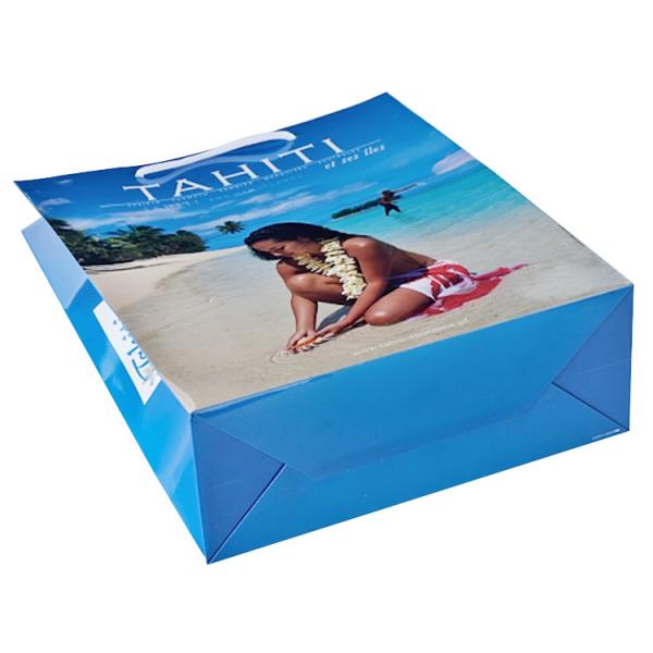 TAHITI Branded Paper Bags Embossing Promotion Gift Bags With PP Handle
