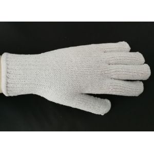 Elastic Cuff Cotton String Knit Gloves , Cotton Work Gloves With Rubber Gripper